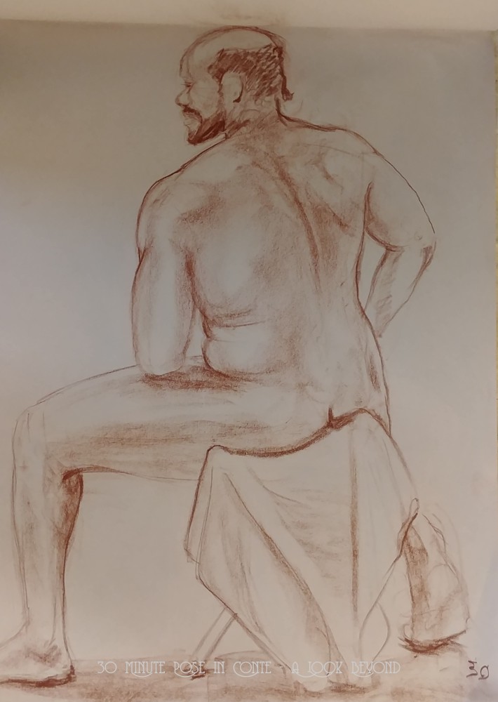 Life Drawing - 30 Minute Pose in Conte - A Look Beyond